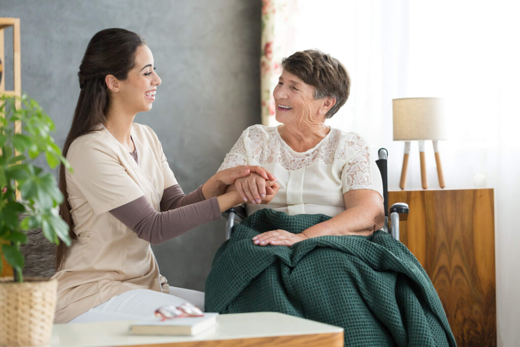 Home health worker with patient