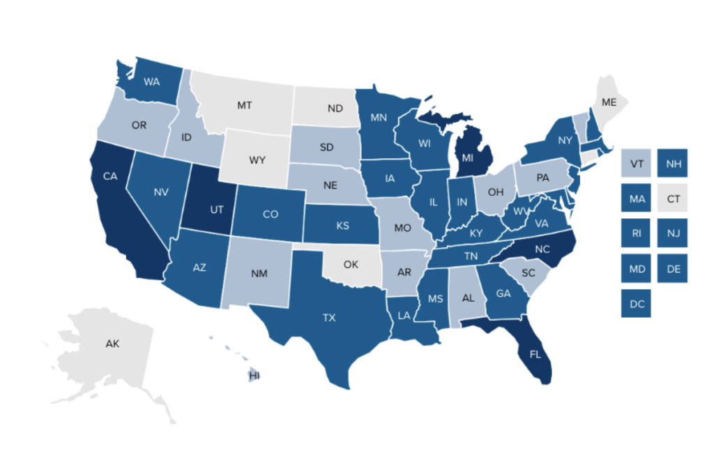 Map of the U.S. showing contract provisions for CYSHCN in Medicaid managed care