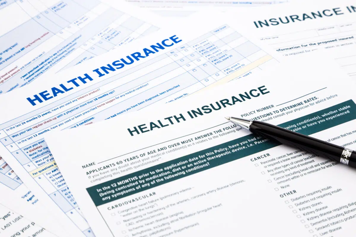 Stack of health insurance forms